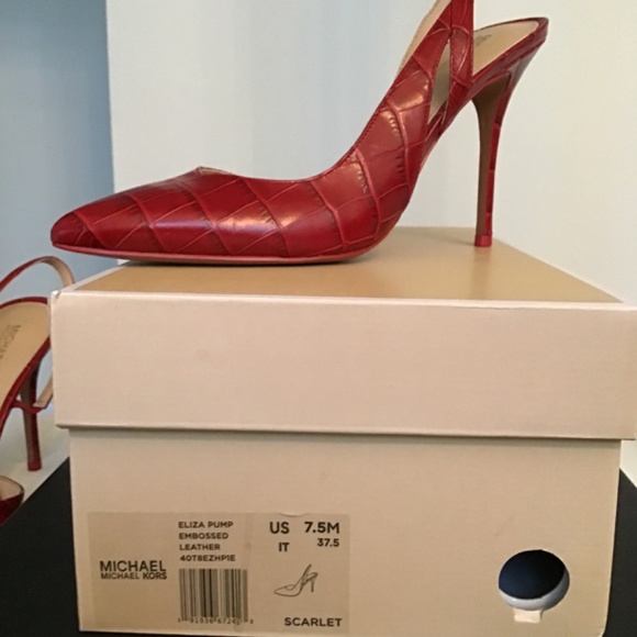 Michael Michael Kors dark red Eliza embossed leather pump size 7.5 - Picture 9 of 10